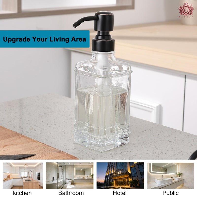 GICASA Glass Soap Dispenser with Pump, Stainless Steel and Brushed Nickel Countertop Soap Dispenser 13oz - Image 5
